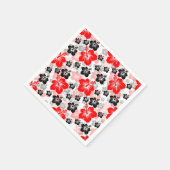 Roter schwarzer tropischer Hibiskus-Blumenprint Serviette (Ecke)