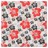 Roter schwarzer tropischer Hibiskus-Blumenprint  Stoff (Muster)
