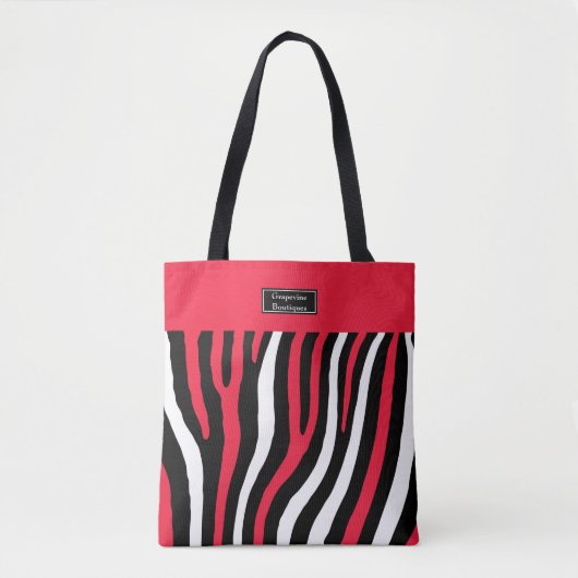 Roter, schwarzer u. weißer Zebra abgestreifte Tasche (Vorderseite)