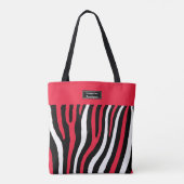 Roter, schwarzer u. weißer Zebra abgestreifte Tasche (Rückseite)