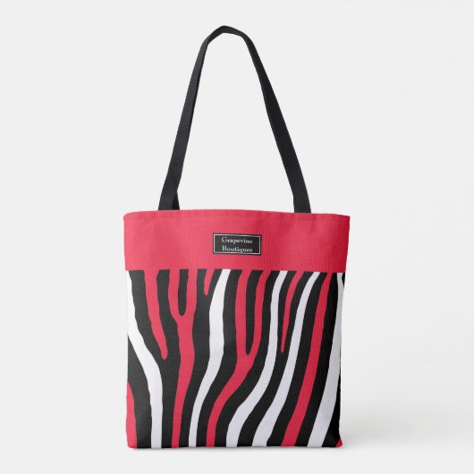 Roter, schwarzer u. weißer Zebra abgestreifte Tasche (Rückseite)