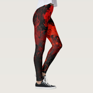 Roter, schwarzer und grauer Marmor abstrakt Leggings