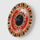 Roter, Schwarzer und Metallischer Poker Große Wanduhr (Winkel)