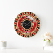 Roter, Schwarzer und Metallischer Poker Große Wanduhr (Zuhause)