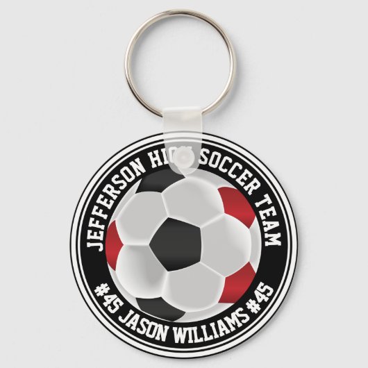 Roter, Schwarzer und Weiß-Fußball ⚽ Schlüsselanhän Schlüsselanhänger (Vorderseite)