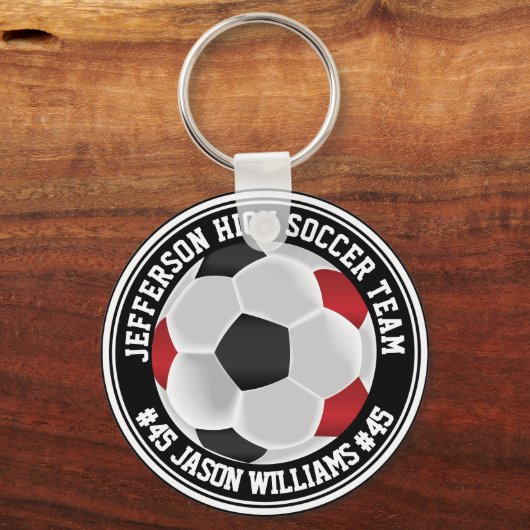 Roter, Schwarzer und Weiß-Fußball ⚽ Schlüsselanhän Schlüsselanhänger (Vorderseite)