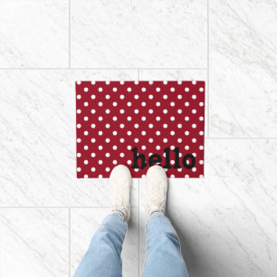 Roter schwarzer und weißer Polka-Dot Fußmatte