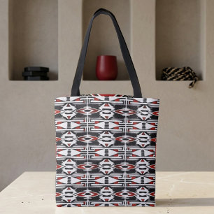 Roter, schwarzer und weißer tribaler Wandteppich Tasche