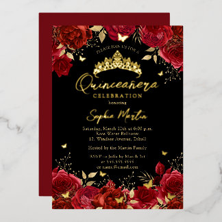 Roter Schwarzer Verzauberer Blumenschmetterling Qu Folieneinladung