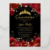 Roter Schwarzer Verzauberer Blumenschmetterling Qu Folieneinladung (Vorderseite)