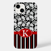 Roter, schwarzer weißer Name und Anfangsname Case-Mate iPhone Hülle (Rückseite)