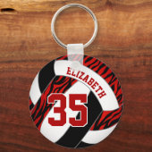 Roter schwarzer Zebrastreifen Akzente Mädchen Voll Schlüsselanhänger (Vorderseite)