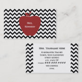 Roter schwarzer Zickzack Lehrer Apples Visitenkarte (Vorne/Hinten)