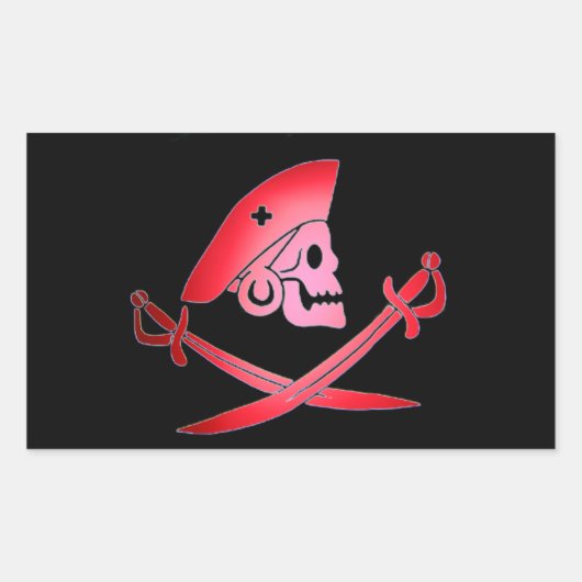 ROTER SCHWARZPIRATBANNER MIT SKULL, GESCHWINDIGTEN RECHTECKIGER AUFKLEBER (Vorderseite)