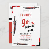 Roter Schwertknabe - Geburtstagsparty III Einladung (Vorne/Hinten)