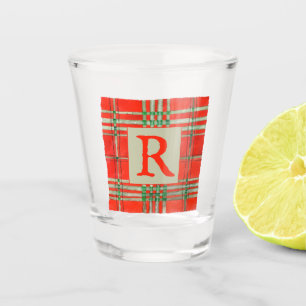 ROTER SCOTT TARTAN Shotglas + Initiale Schnapsglas