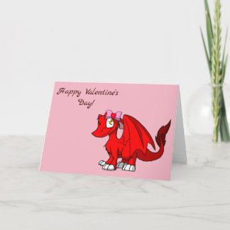 Roter SD Fell-Drache mit Valentinstag-Haarband Karte