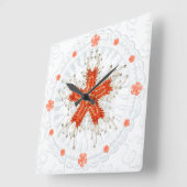 Roter Seestern auf Vintager Seetextur Uhr (Winkel)