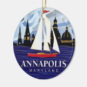 Roter SegelbootAnnapolis MD Küsten Keramik Ornament (Links)