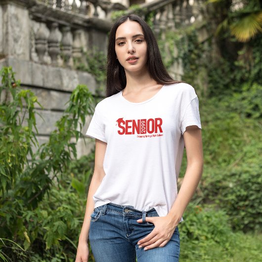 Roter SENIOR mit Graduierungskappe T-Shirt