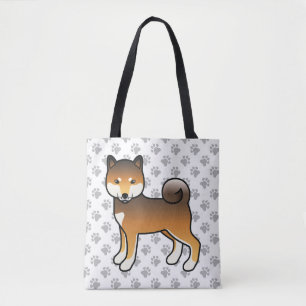 Roter Sesam-Shiba-Inu-Süßer Cartoon-Hund & Pfoten Tasche