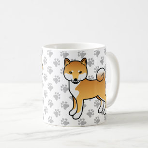 Roter Shiba Inu Süßer Cartoon-Hund & Pfoten Kaffeetasse