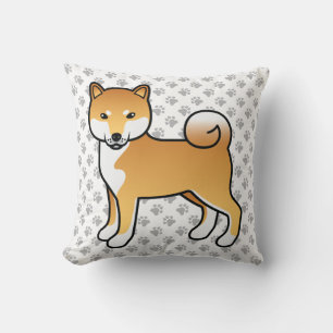 Roter Shiba Inu Süßer Cartoon-Hund & Pfoten Kissen