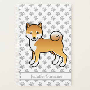 Roter Shiba Inu Süßer Cartoon-Hund und Pfoten & Te Planer
