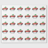 Roter sibirischer Husky in Weihnachtswagen Geschenkpapier (Flach)