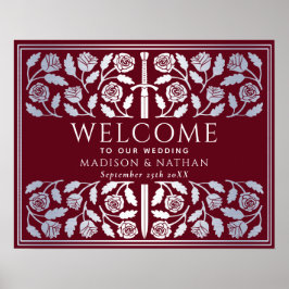 Roter Silber-Schwert-Königliche-Hochzeit-Empfangss Poster
