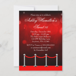 Roter Silber Teppich Hollywood Sweet 16 Geburtstag Einladung