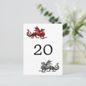 Roter Silberdrache Tischnummer Postkarte (Stehend Vorderseite)