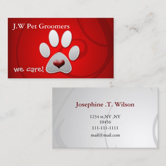 Roter Silberpfropf mit rotem Herz Visitenkarte (Vorne/Hinten)