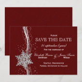 Roter Silberschneeflocken Winter Save the Date (Vorne/Hinten)