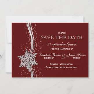 Roter Silberschneeflocken Winter Save the Date