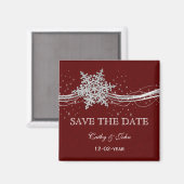 Roter Silberschneeflocken Winter Save the Date Magnet (Vorderseite/Rückseite)