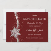 Roter Silberschneeflocken Winter Save the Date Magneteinladung (Vorderseite)