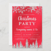 Roter Silberschneewald Weihnachten Einladung (Vorderseite)