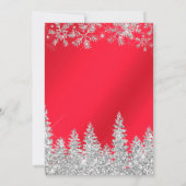 Roter Silberschneewald Weihnachten Einladung (Rückseite)