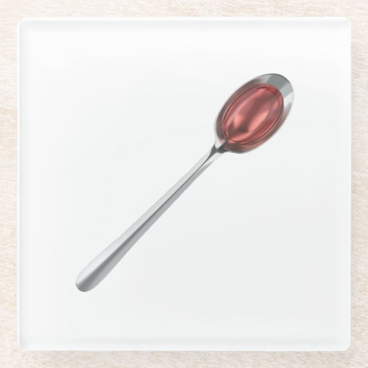 Roter Sirup in Silberlöffel Glasuntersetzer (Vorderseite)