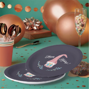 Roter Skandinavier Gnome mit einem aktuellen Urlau Pappteller