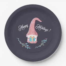 Roter Skandinavier Gnome mit einem aktuellen Urlau Pappteller