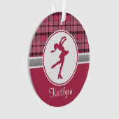 Roter Skaten-Schatz-karierte Verzierung Ornament (Vorderseite)