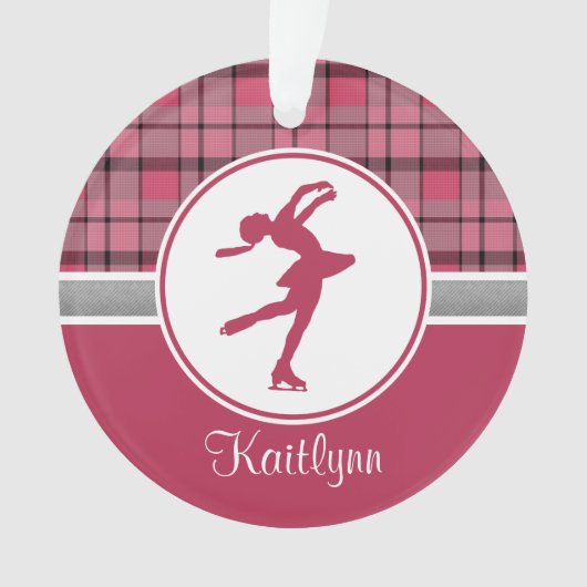 Roter Skaten-Schatz-karierte Verzierung Ornament (Vorderseite)