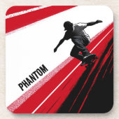 Roter Skater in Weiß und Schwarz Getränkeuntersetzer (Vorderseite)