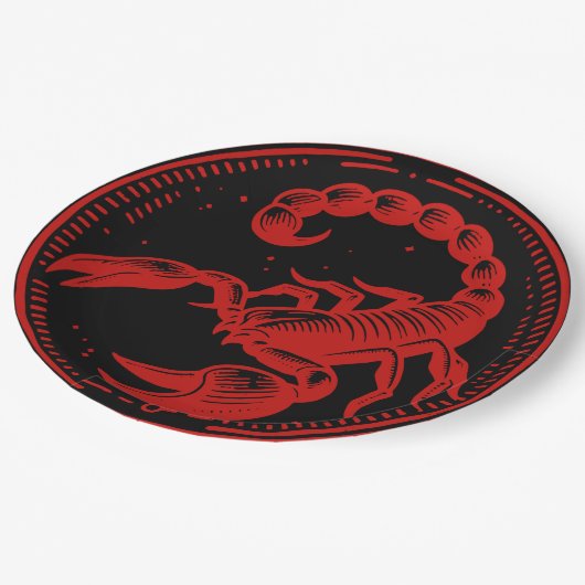 Roter Skorpion Astrologie Zodiac Sign Skorpio Part Pappteller (Schrägansicht)