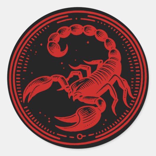 Roter Skorpion Astrologie Zodiac Sign Skorpio Runder Aufkleber (Vorderseite)
