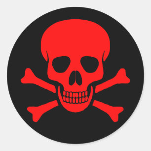 Roter Skull und Crossbones Sticker