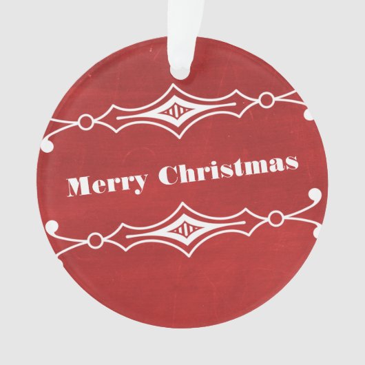 Roter Slanted Chalkboard Holiday Acrylic Ornament (Vorderseite)