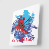Roter Snowboarder Quadratische Wanduhr (Winkel)